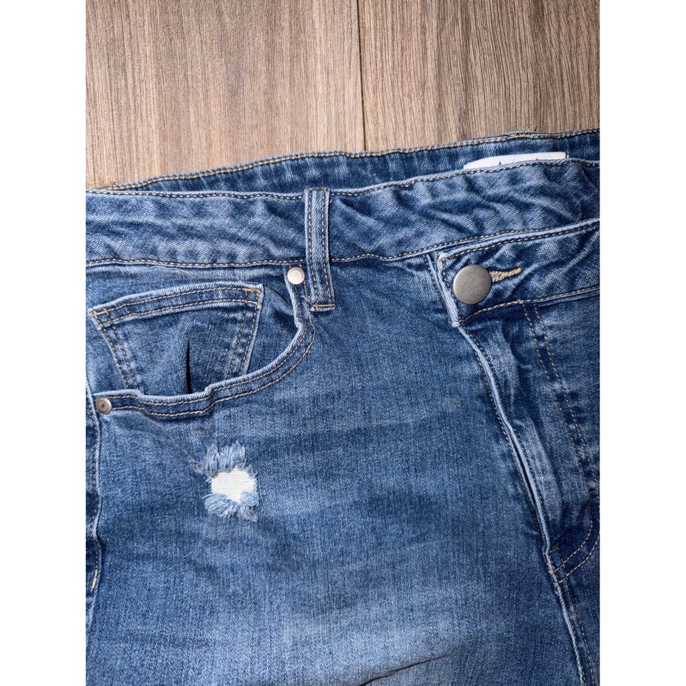 Arula Womens Distressed Straight Leg Jeans Medium Wash Raw Hem Size 18 112506 J1 - Picture 5 of 10
